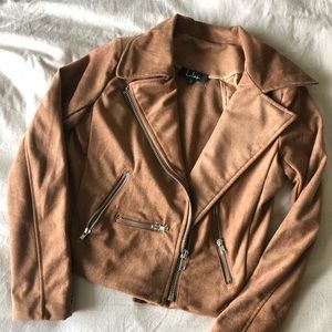 Lulu’s Vegan Leather Moto Jacket - Tan Suede